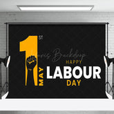 Lofaris Black Yellow Fist 1st May Happy Labour Day Backdrop